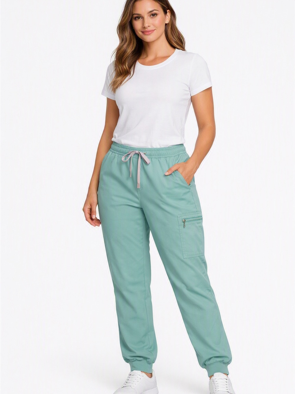 FIGS Zamora Jogger Scrub Pants Seafoam Green - Size Large Petite (LP)